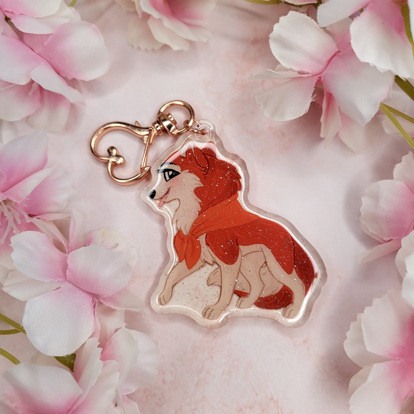 Red Husky Glitter Acrylic Charm