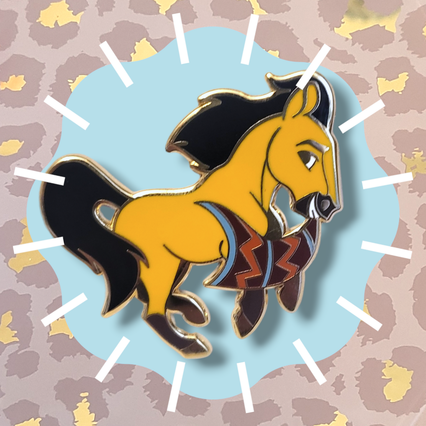 Stallion with Indian Blanket Enamel Pin