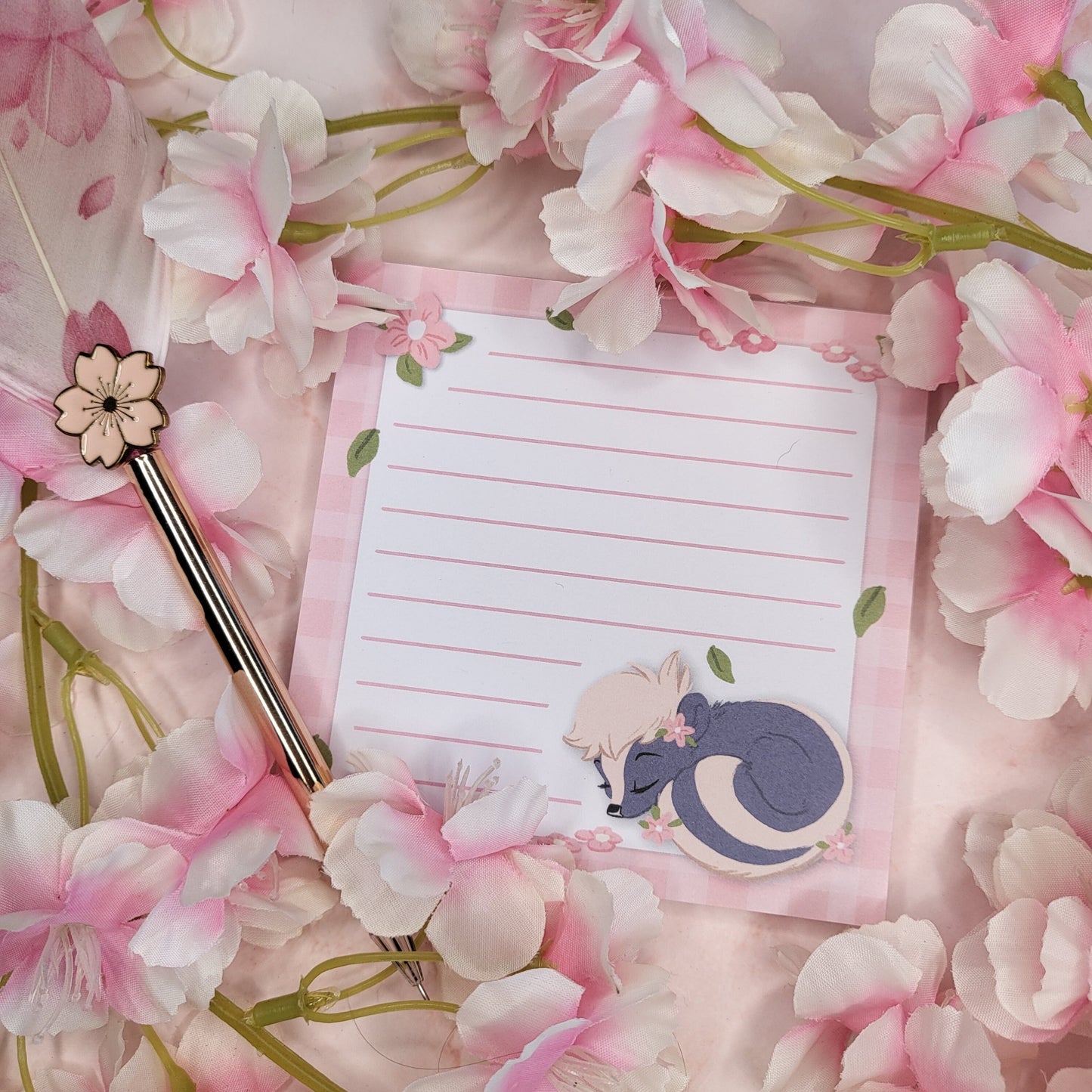 Sleeping Skunk Pink Memo Pad