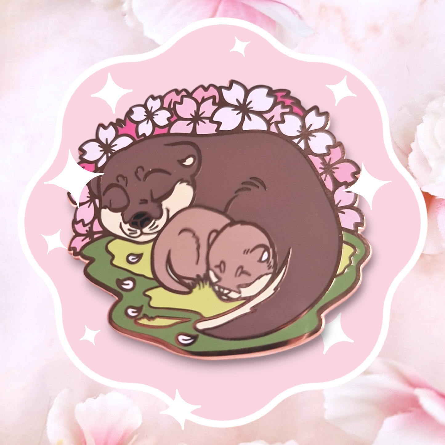 Sakura Asian Small-Clawed Otter Enamel Pin