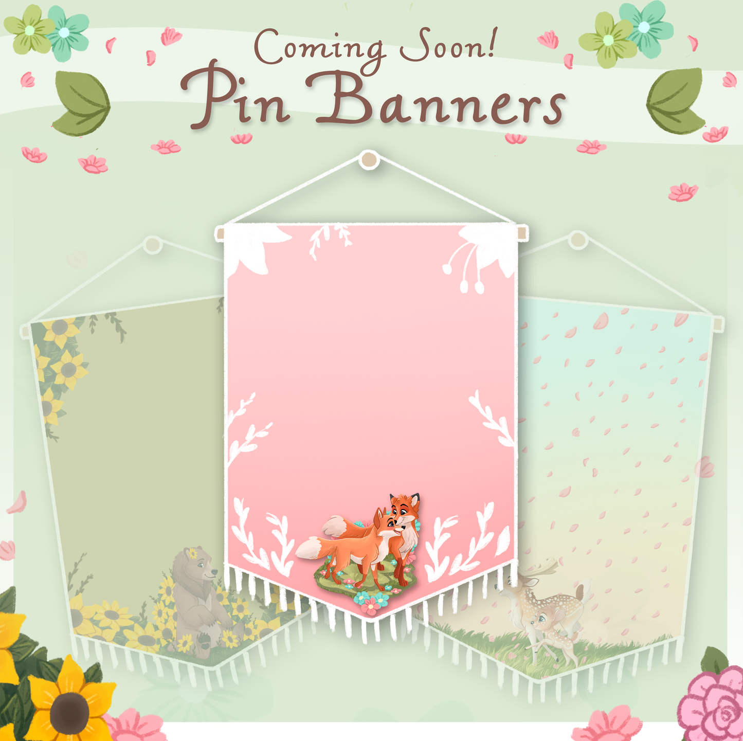 Valentines Foxes Pin Banner