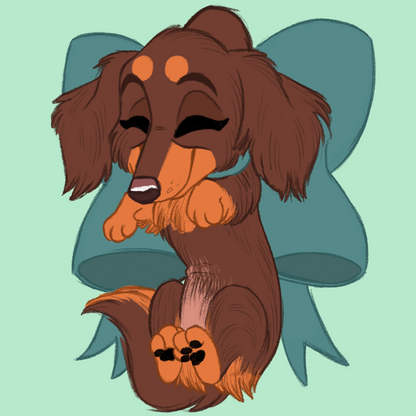 Long Hair Dachshund #006  Waggy Tail Keyring