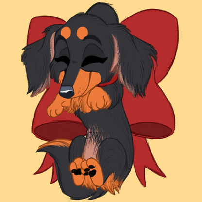 Long Hair Dachshund #006  Waggy Tail Keyring