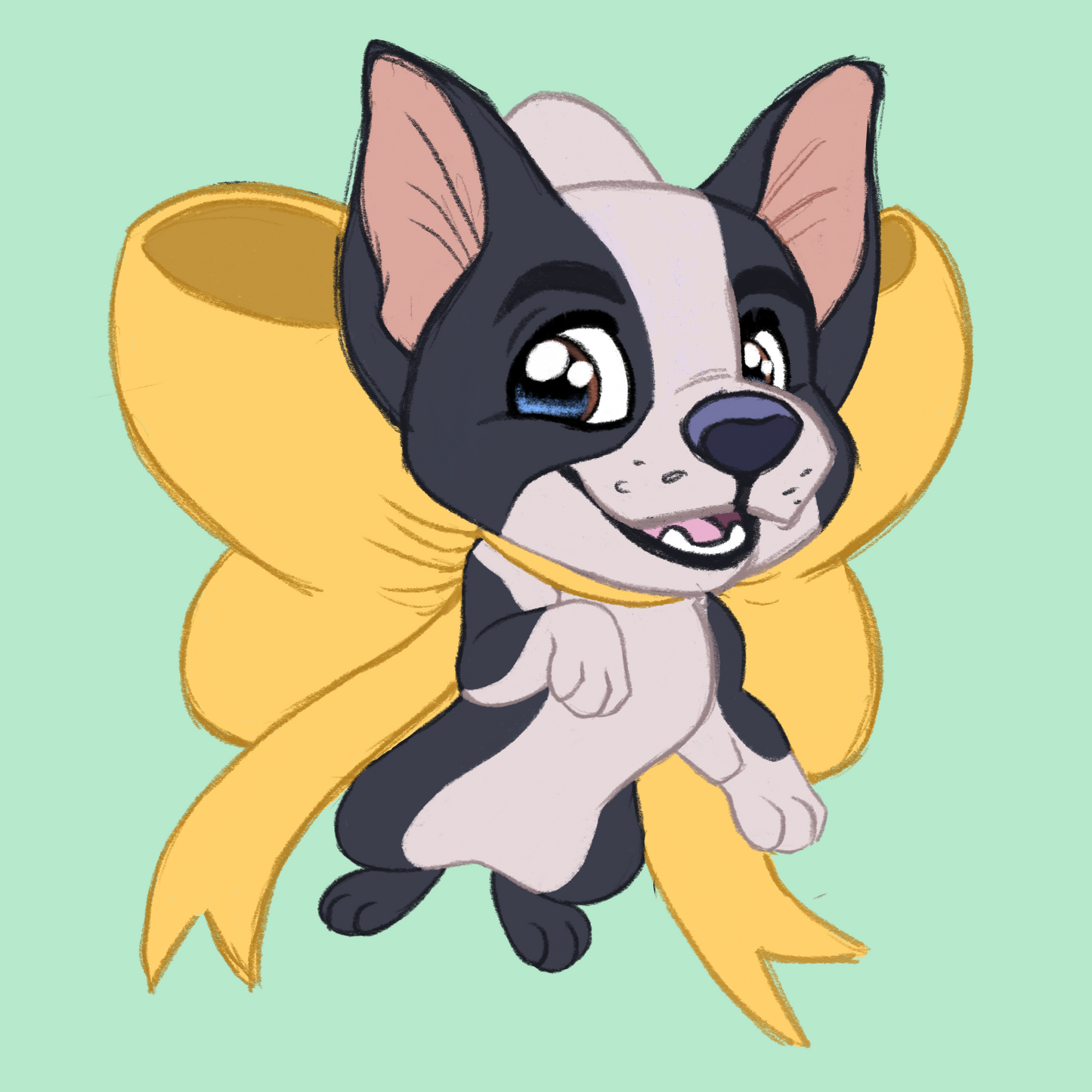 Boston Terrier #018  Waggy Tail Keyring