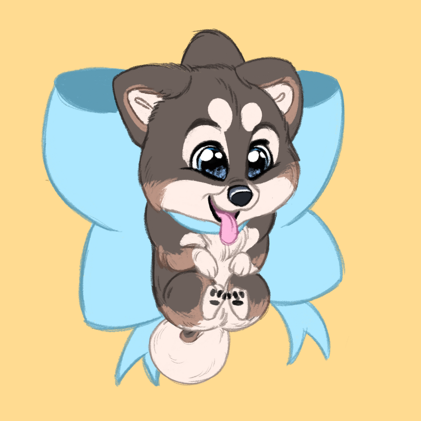 Pomsky #054  Waggy Tail Keyring