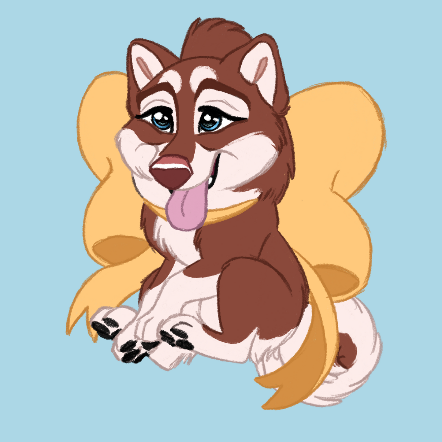 Alaskan Malamute #070  Waggy Tail Keyring