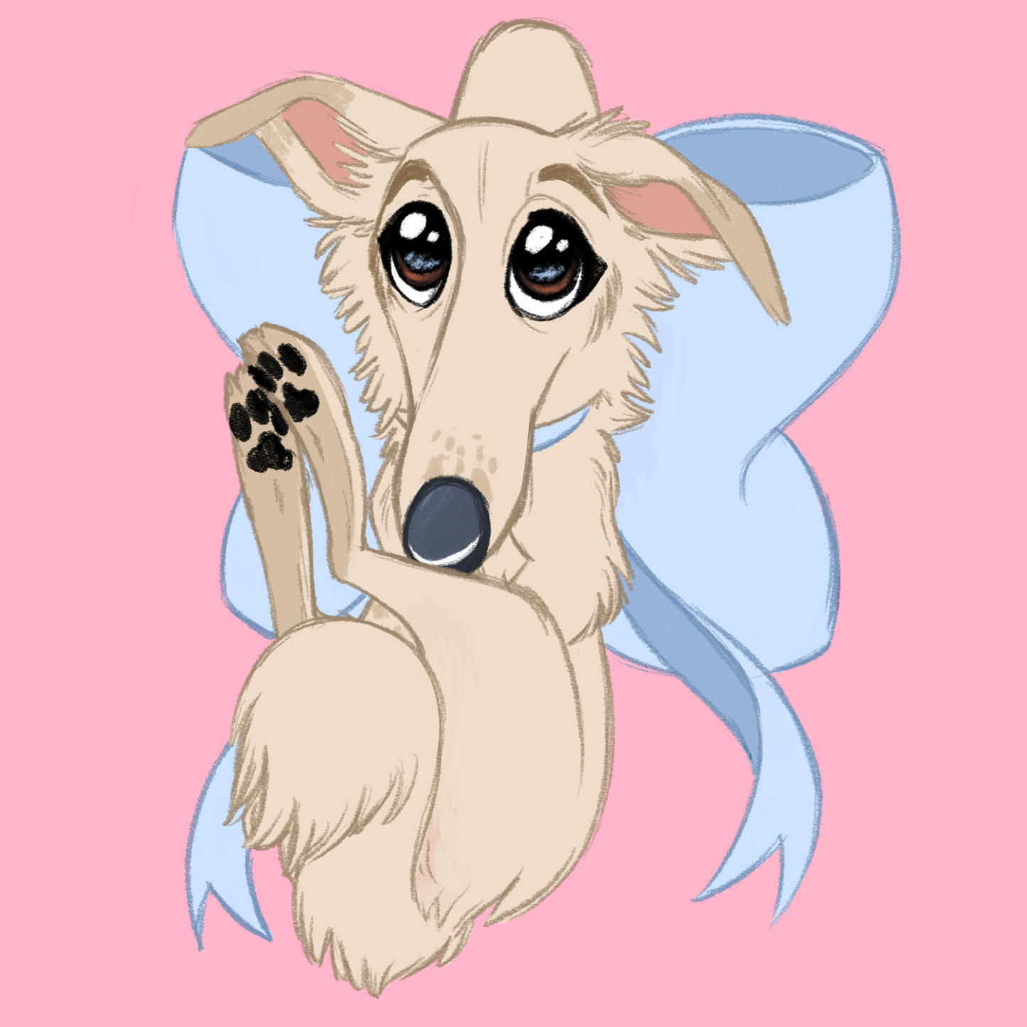 Borzoi #091  Waggy Tail Keyring