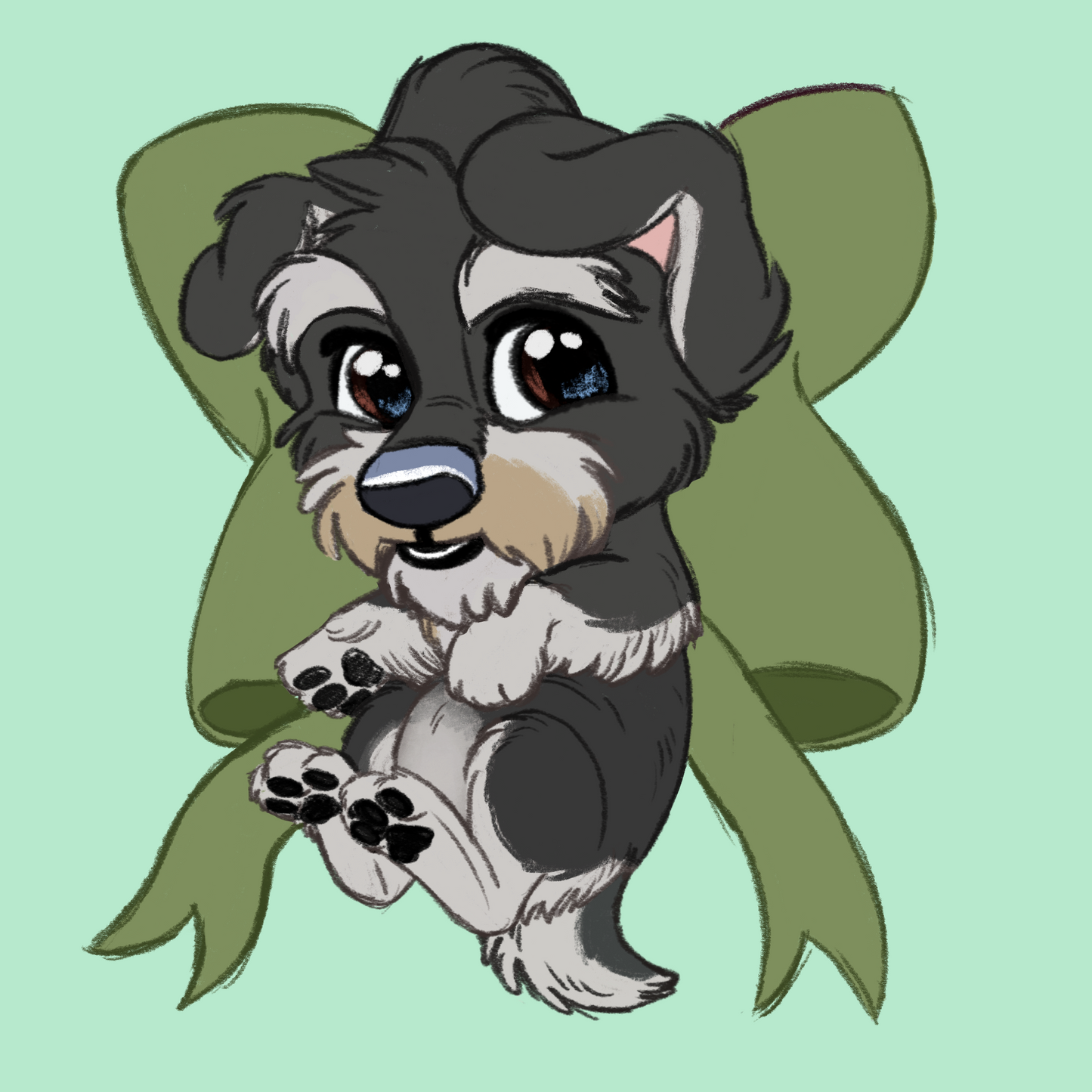 Miniature Schnauzer #094  Waggy Tail Keyring