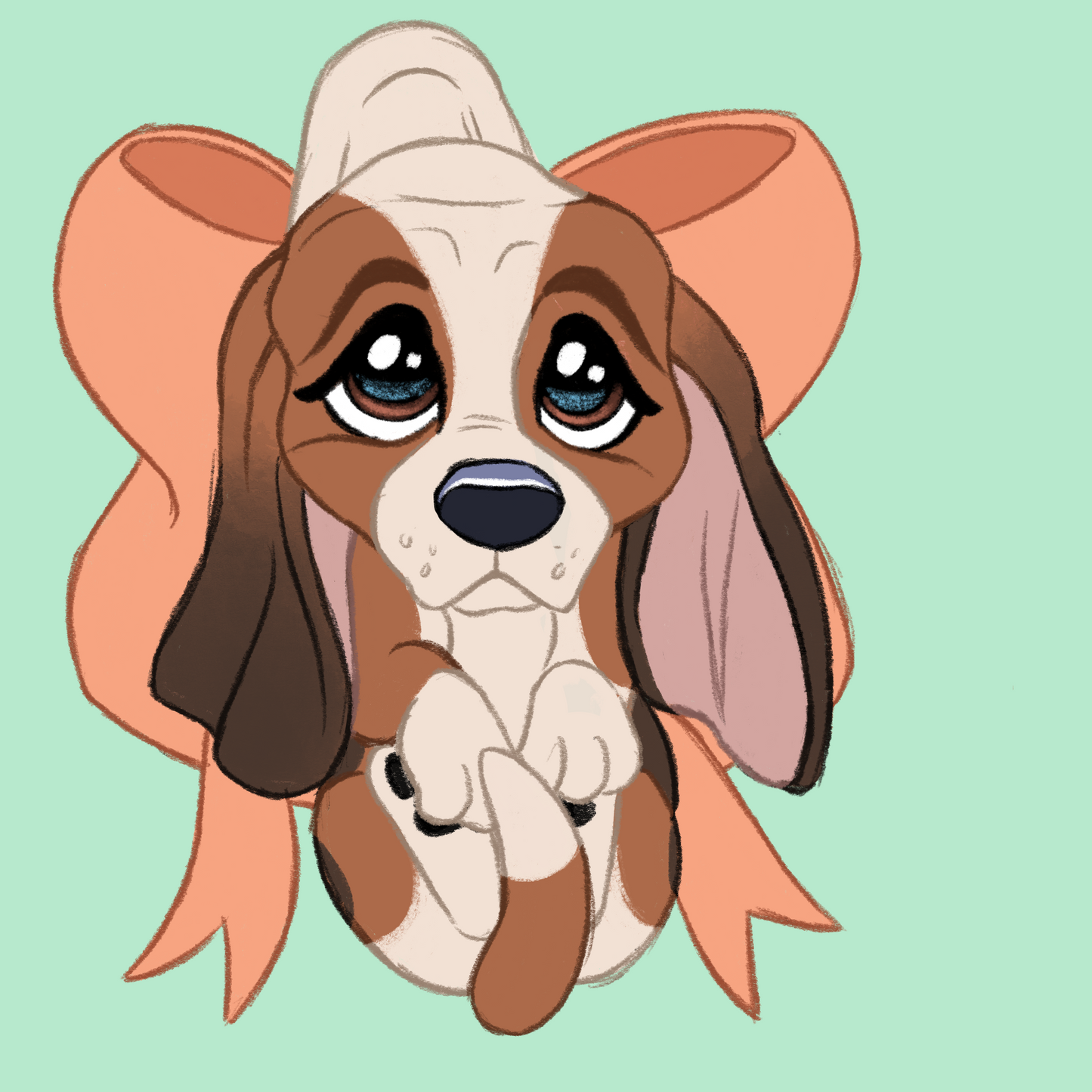 Basset Hound #107 Waggy Tail Keyring
