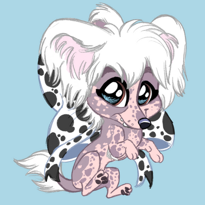 Chinese Crested Dog #110 Waggy Tail Keyring