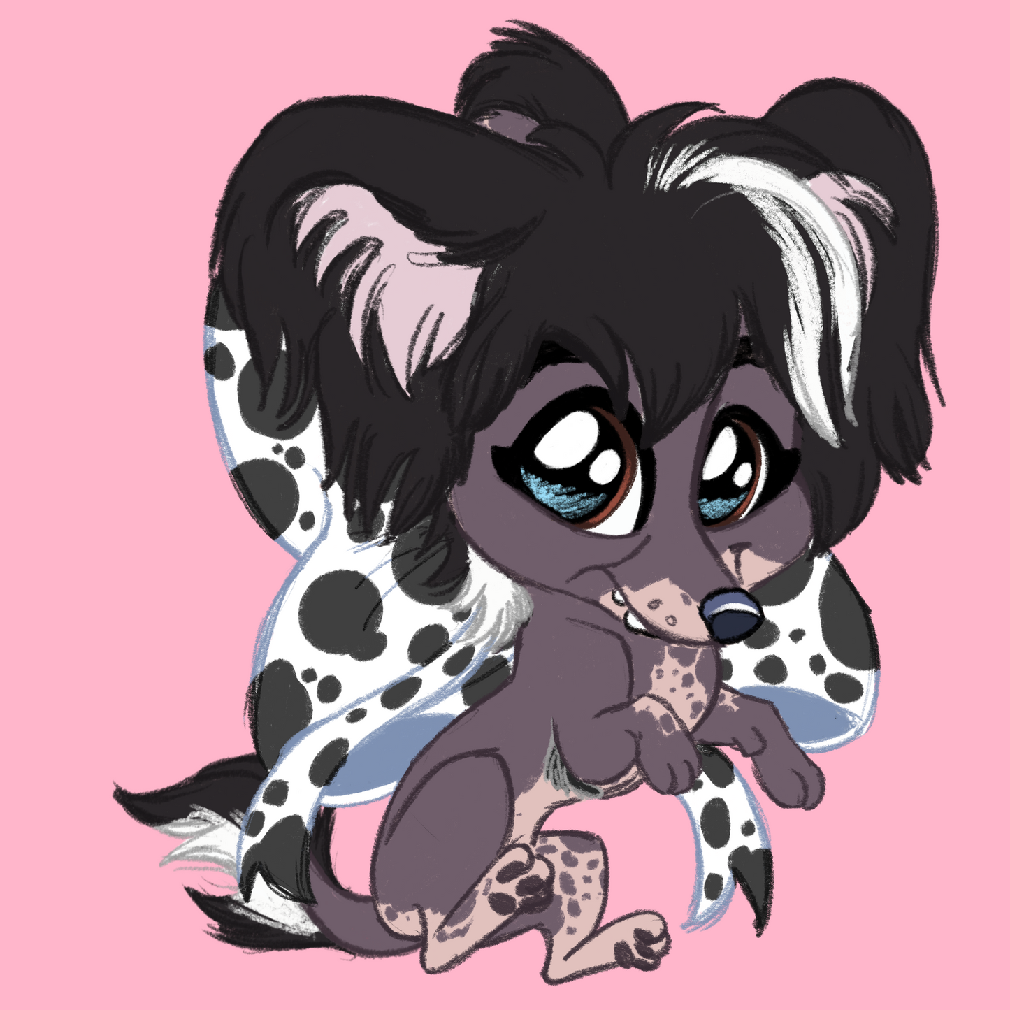Chinese Crested Dog #110 Waggy Tail Keyring