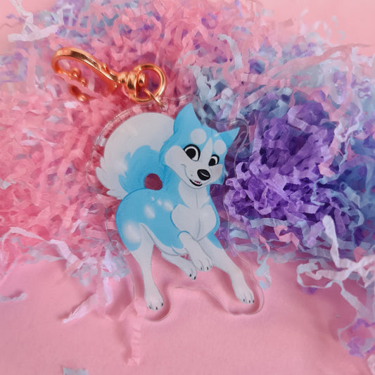 Blue Japanese Akita Acrylic Charm