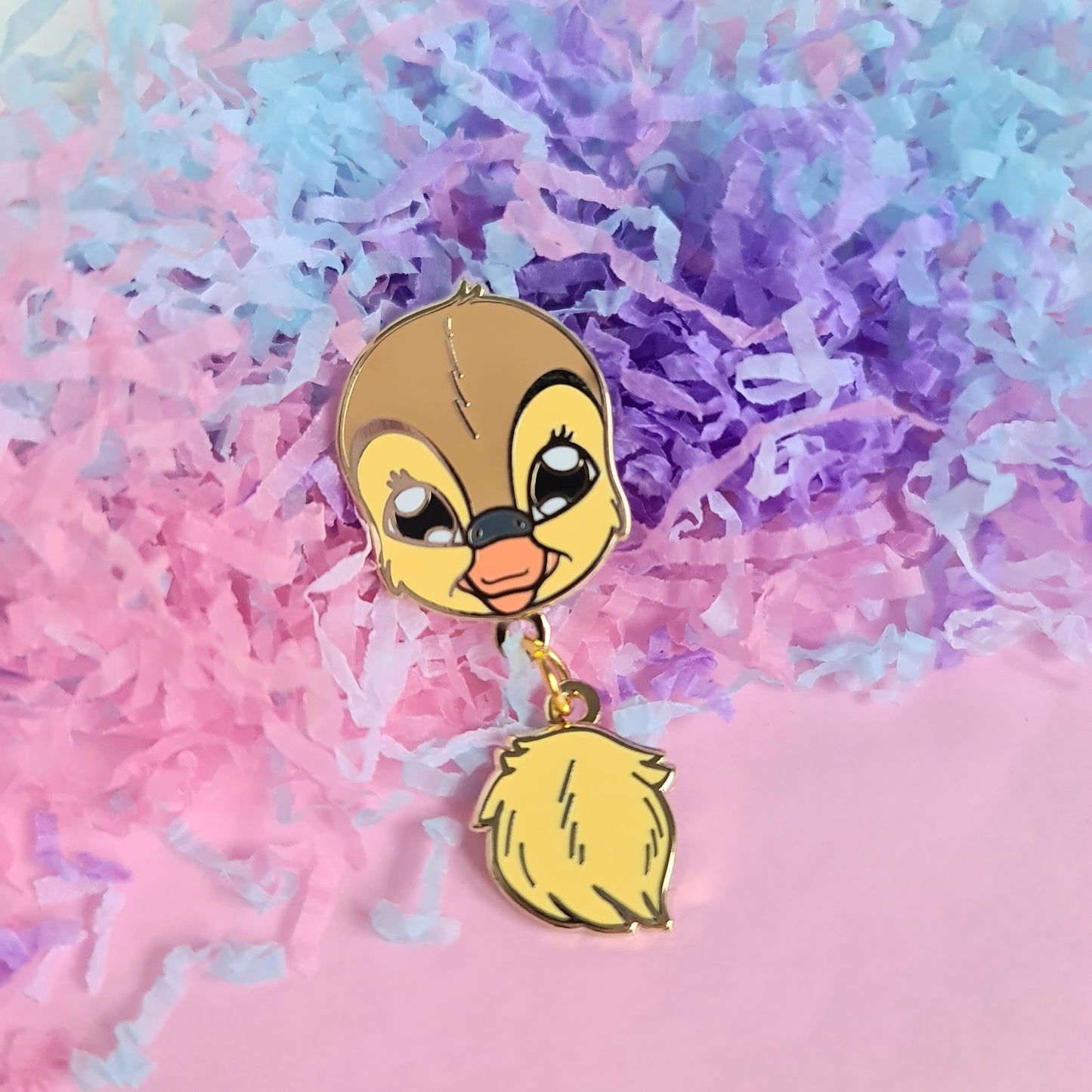 Dot Duckling Dangle Tail Enamel Pin