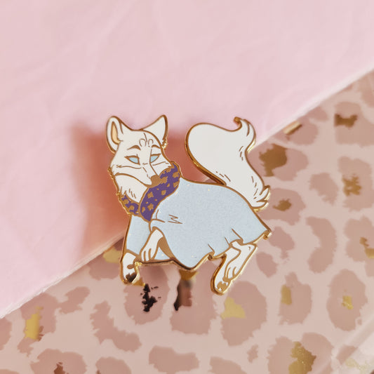 Snowdrop Wolf Enamel Pin with Glitter Cape