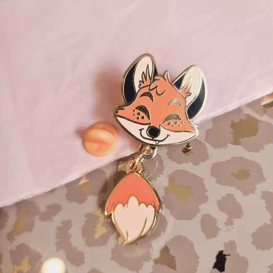 Flynn Fox Dangle Tail Enamel Pin