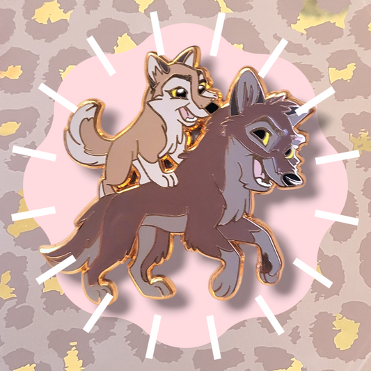 Father and Daughter Wolves Enamel Pin