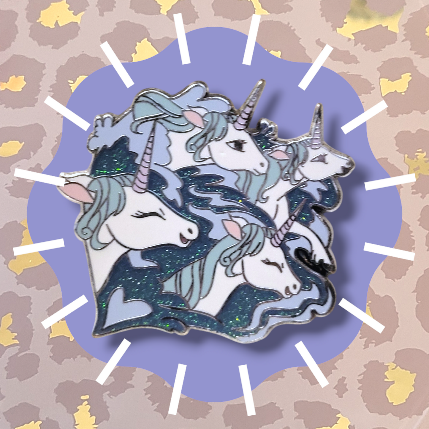 The Unicorn Wave Enamel Pin with Glitter