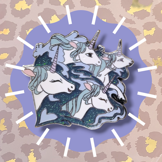 The Unicorn Wave Enamel Pin with Glitter