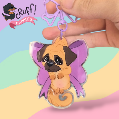 Pug #001  Waggy Tail Keyring