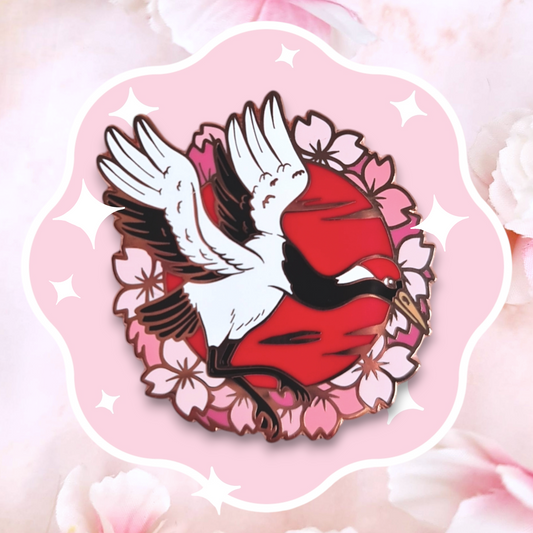 Japanese Crane Enamel Pin