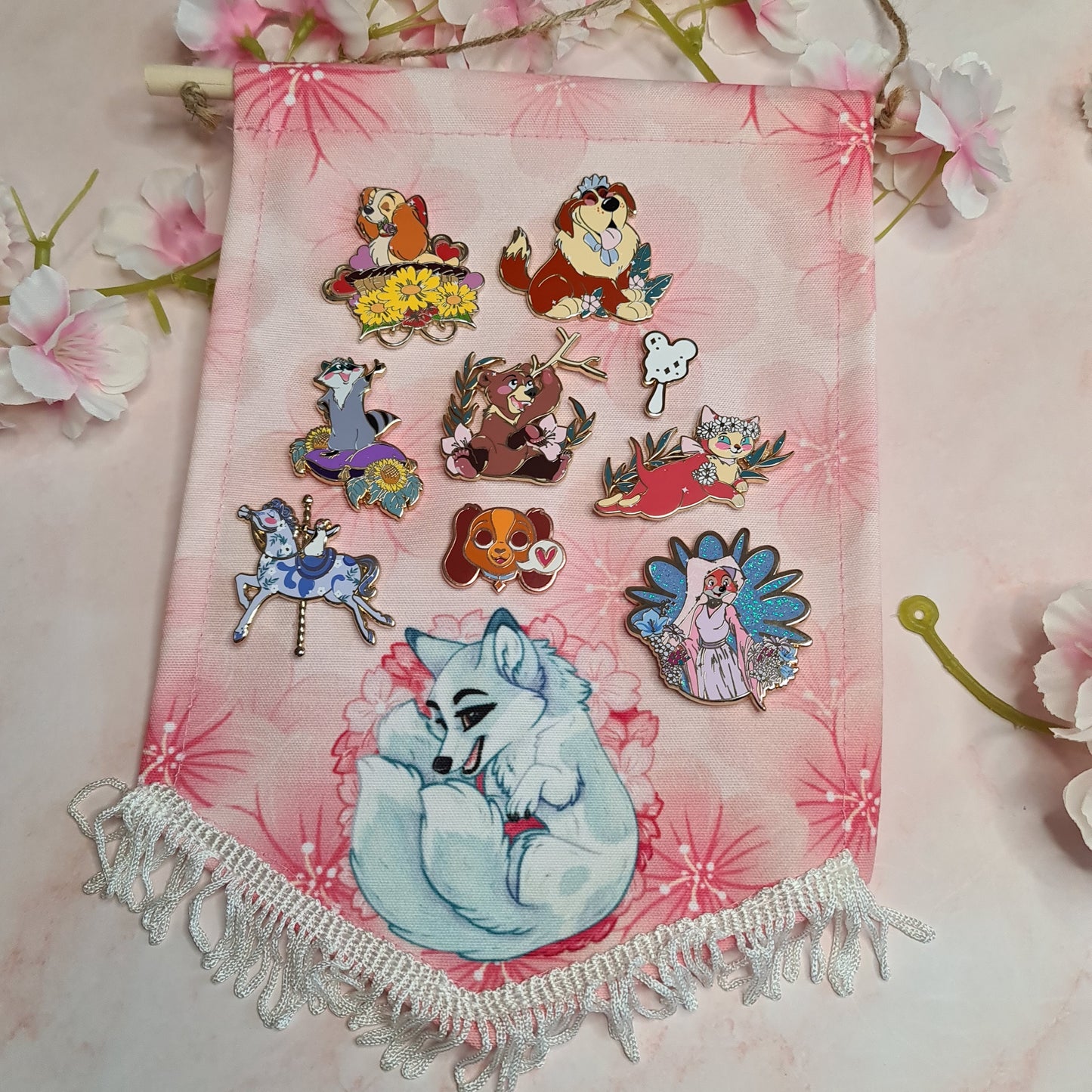 Sakura Kitsune Pink Pin Banner