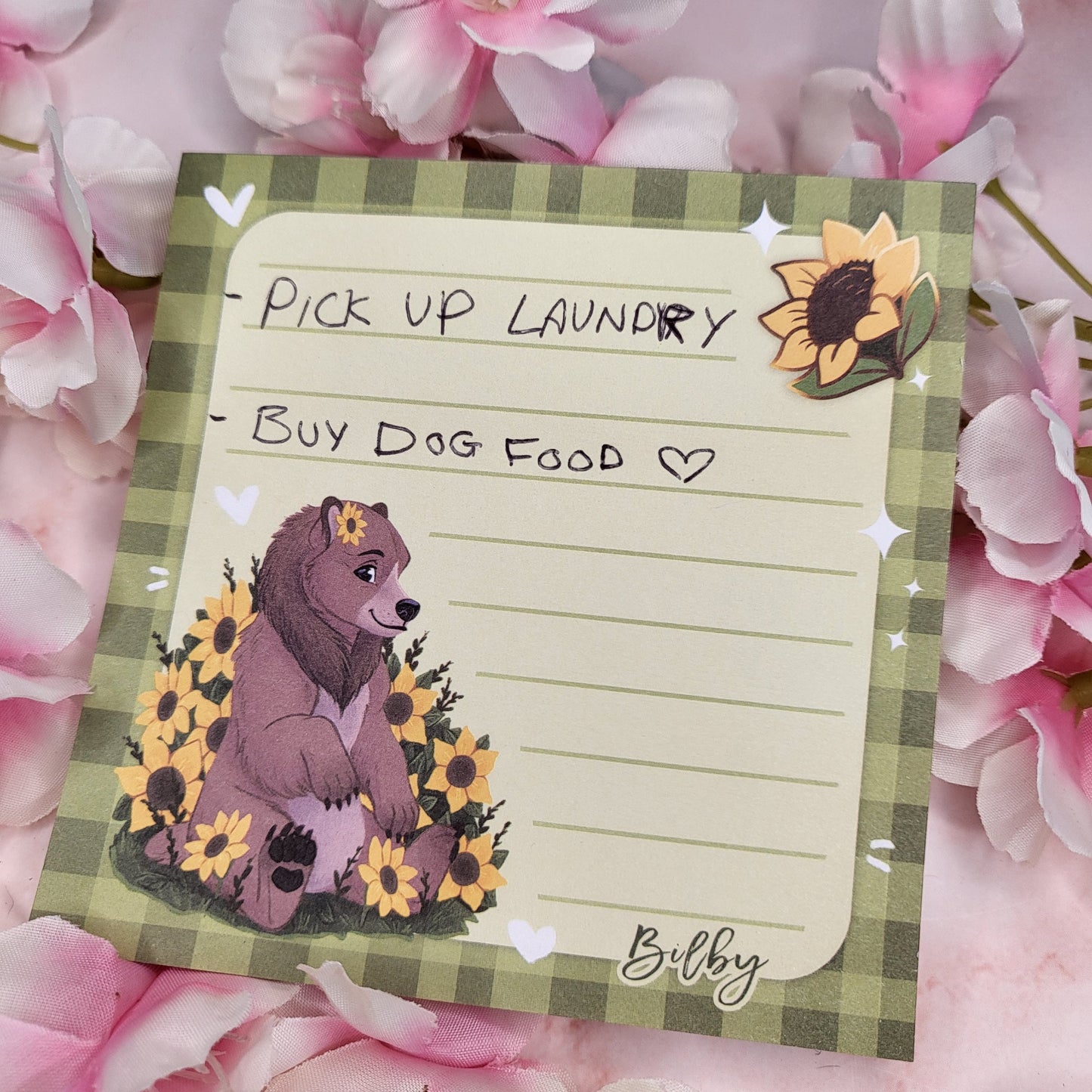 Sunflowers Brown Bear Memo Pad