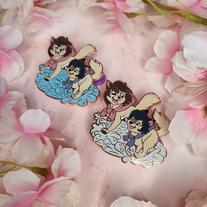 Wolves Running in the Snow Enamel Pin (2 Variants)