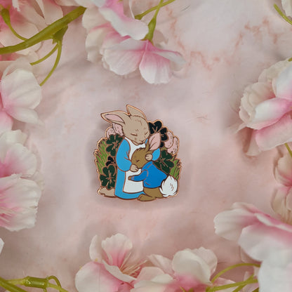 Mother Rabbit and Baby Bunny Enamel Pin