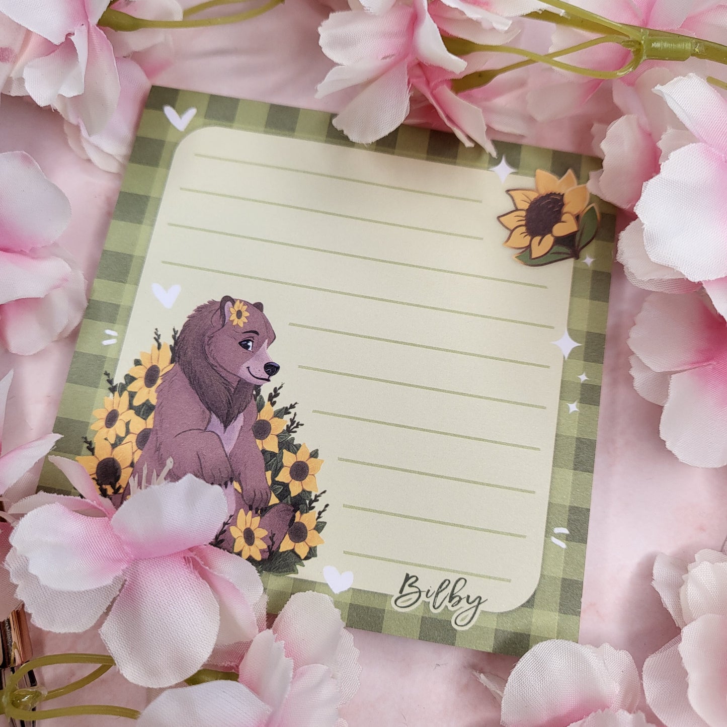 Sunflowers Brown Bear Memo Pad