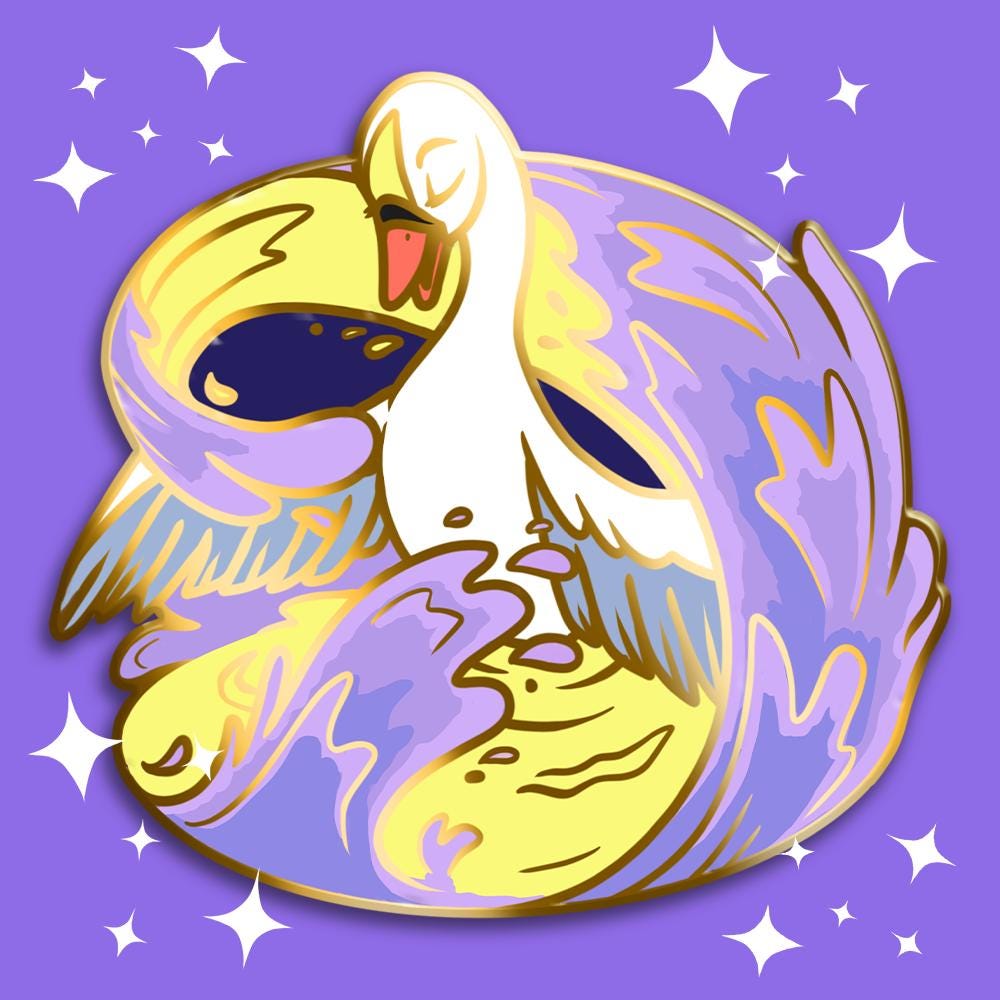 The Magical  White Swan Enamel Pin