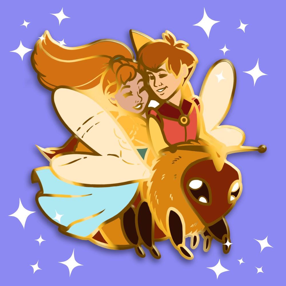 Thumbelina Bumblebee Ride Enamel Pin