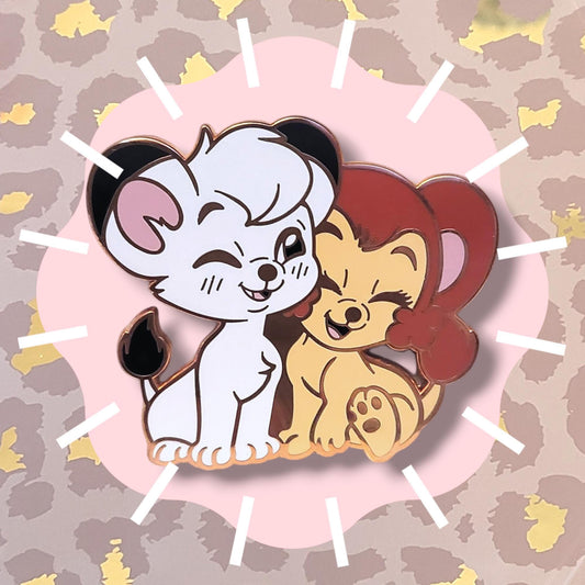 Kawaii Lion Cubs Cuddling Enamel Pin