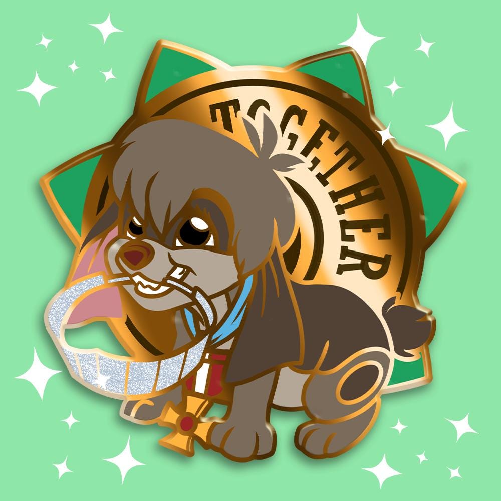 Puppy with a Glitter Crown Enamel Pin