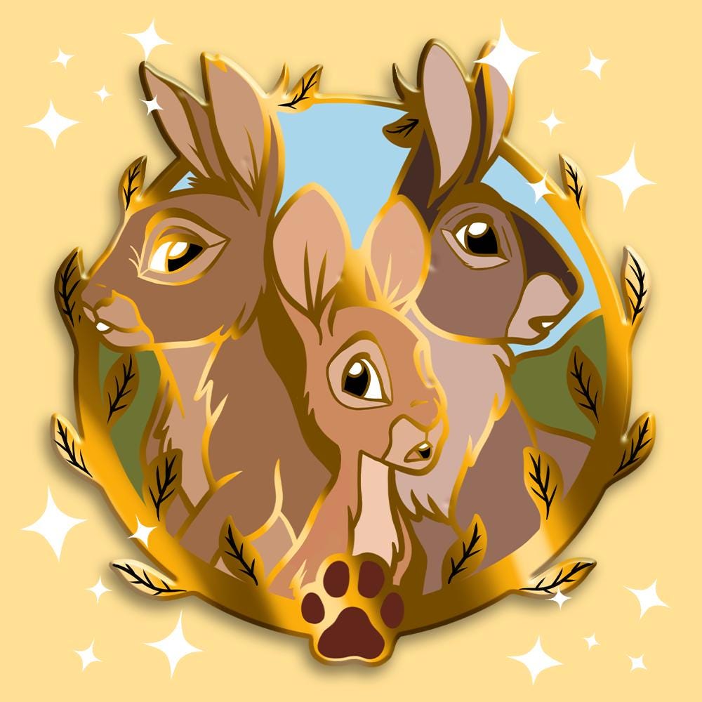 Wild Hares Brooch Enamel Pin