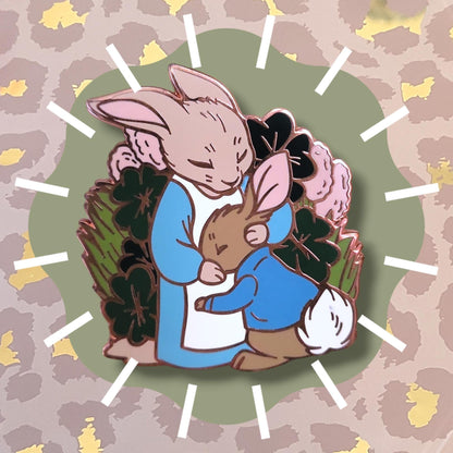 Mother Rabbit and Baby Bunny Enamel Pin