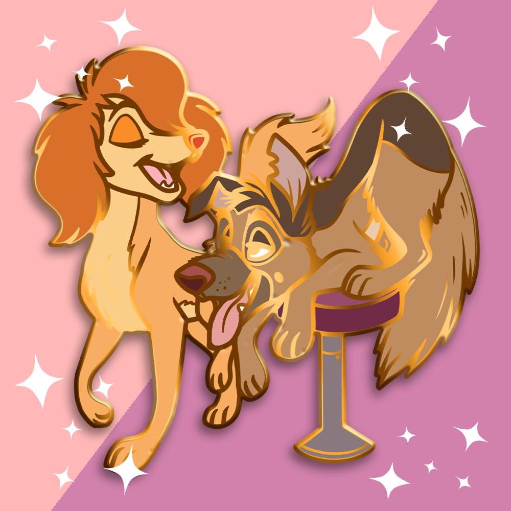 German Shepherd and Saluki Enamel Pin