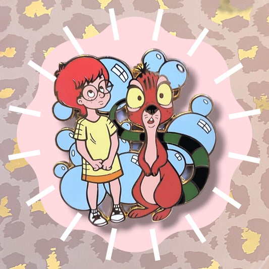 Bubble Mouse and Girl Enamel Pin