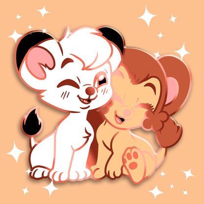 Kawaii Lion Cubs Cuddling Enamel Pin