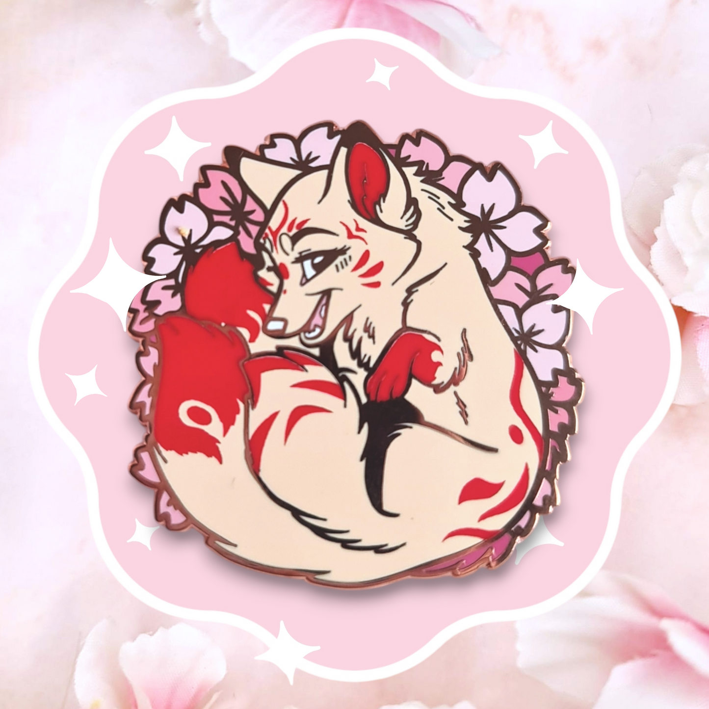 Sakura Kitsune Enamel Pin