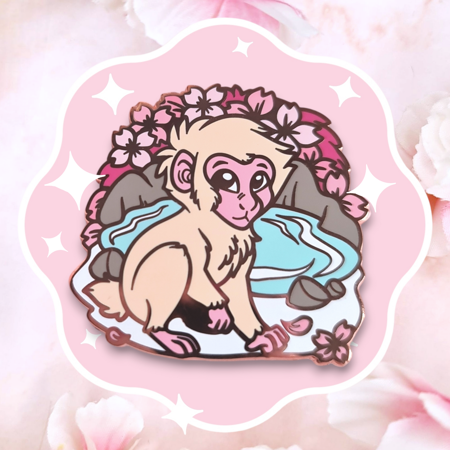 Sakura Japanese Macaque Enamel Pin