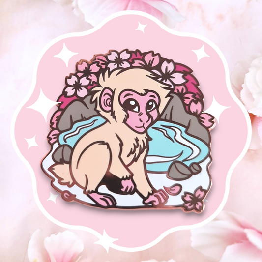 Sakura Japanese Macaque Enamel Pin