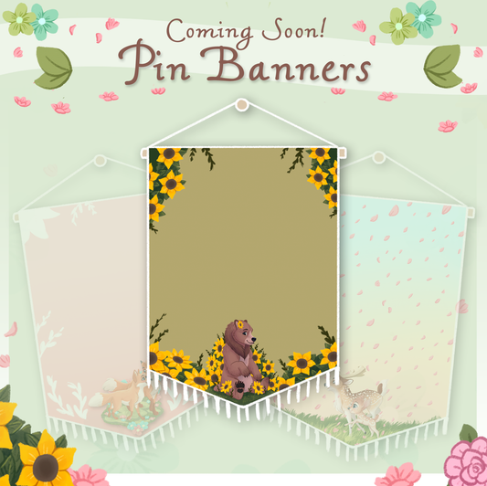 Brown Bear with Sunflowers XL Pin Banner
