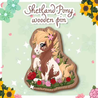 Shetland Pony Wooden Pin