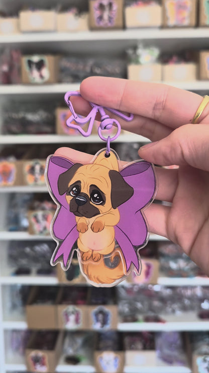 Pug #001  Waggy Tail Keyring