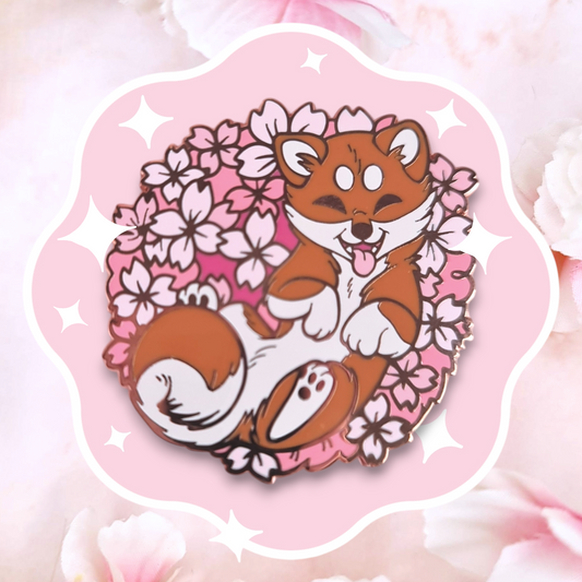 Sakura Shiba Inu Enamel Pin